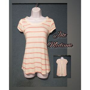 Jolt, open lace back, striped t-shirt size medium
